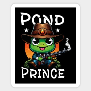 Pond Prince: The Reign of the Cutest Cow Frog (T-Shirt) Sticker